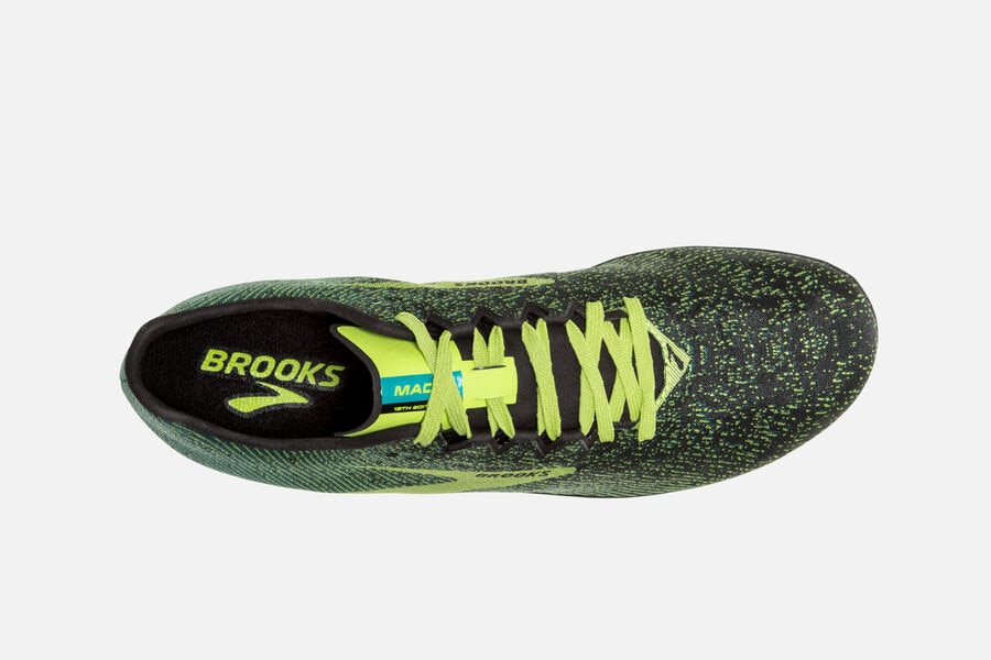 Mach 19 Brooks Spikes Shoes NZ Mens - Black/Green - FMVKGE-243